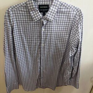Bonobos Tech Button Down Shirt Strawberry Plaid Large